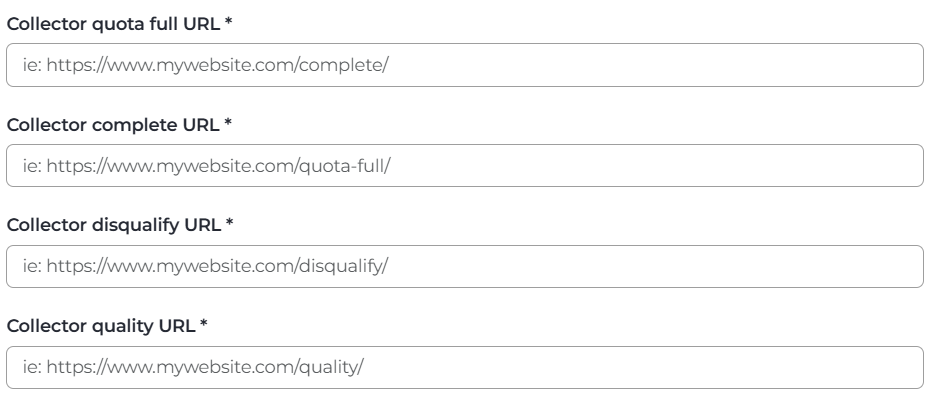 2. Campos de redireccionamiento
